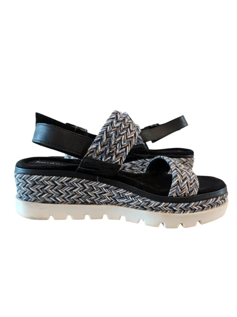 Jambu Destiny Women’s 9M Platform Wedge Sandals Braided Strappy Black Gray